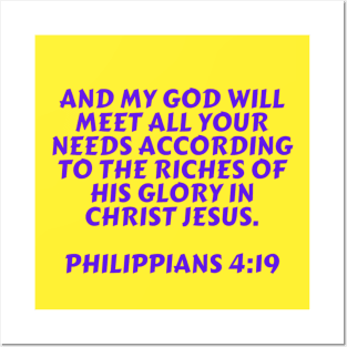 Bible Verse Philippians 4:19 Posters and Art